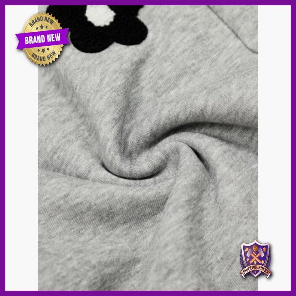 Wide Leg Sweatpants with Floral Embroidery, Elastic Waist, Y2K Style - Picture 5 of 7